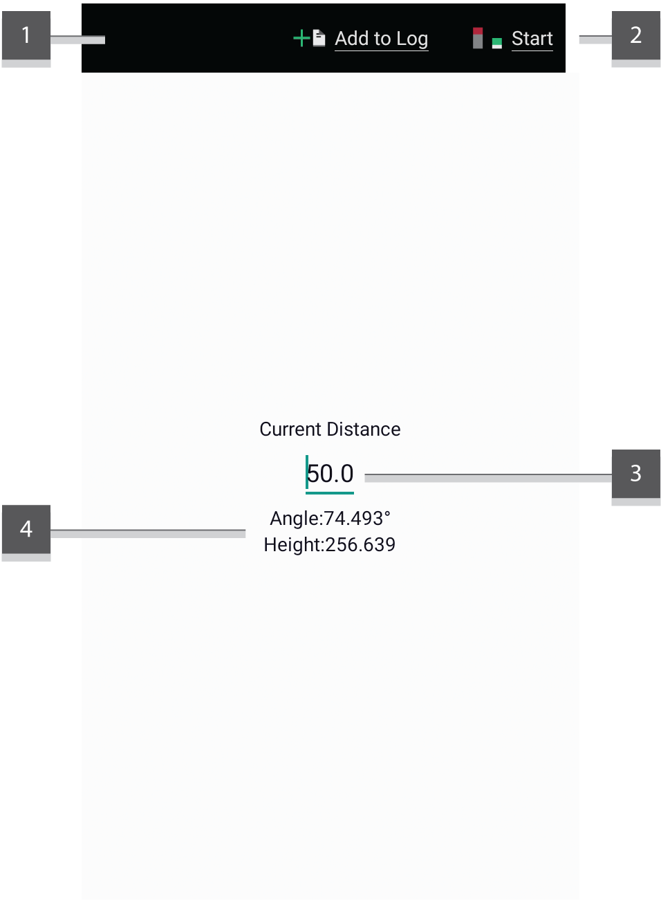 Image displaying the basic controls of the application with numeric annotations